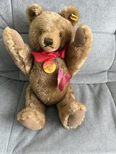 Steiff Large Chocolate Teddy Bear 1970S with All Tags and Button In Ear