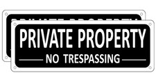  2 Pack Heavy-duty Metal No Trespassing Signs Private Property, 10" x 3.5" A...