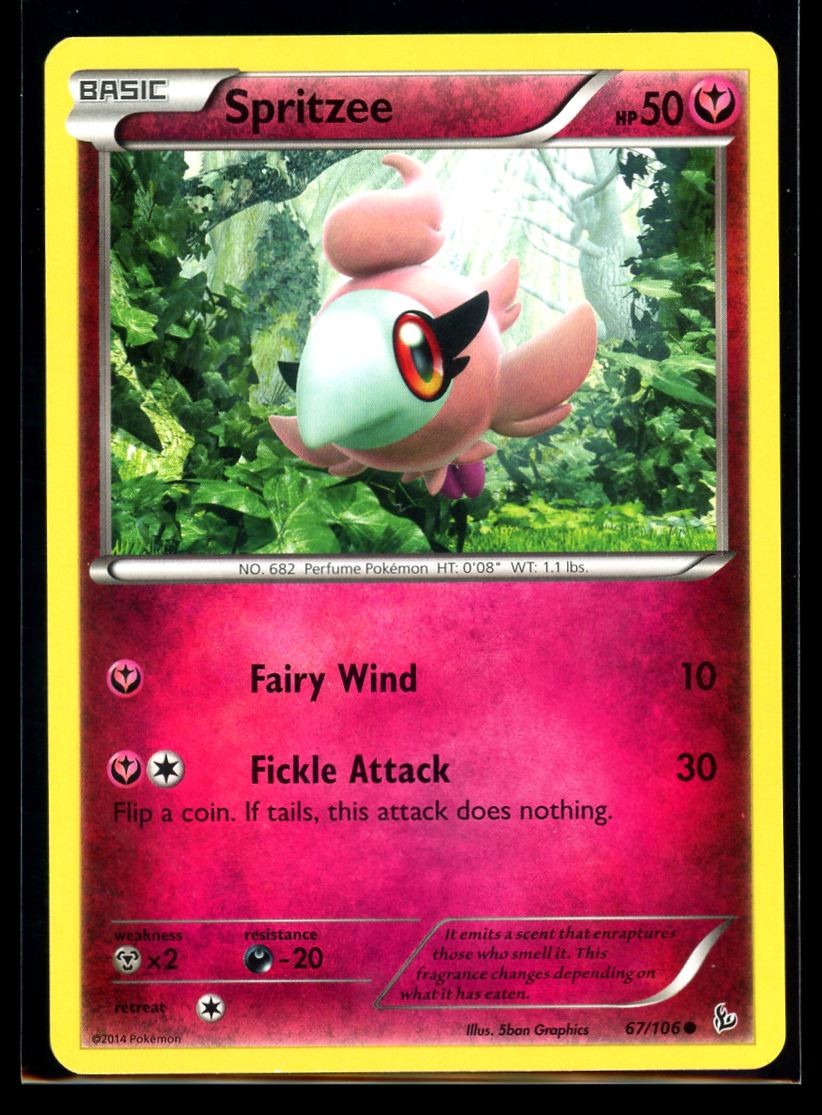2014 XY - Flashfire Spritzee Fairy Type #67 Non Holo Pokemon Card