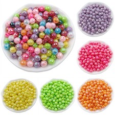 200Pcs AB Bright Color Acrylic Loose Beads 6mm For Jewelry Making DIY 