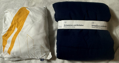 Lufthansa Airlines Soft Sleep Well 72'' x 40''  Blanket and Pillow