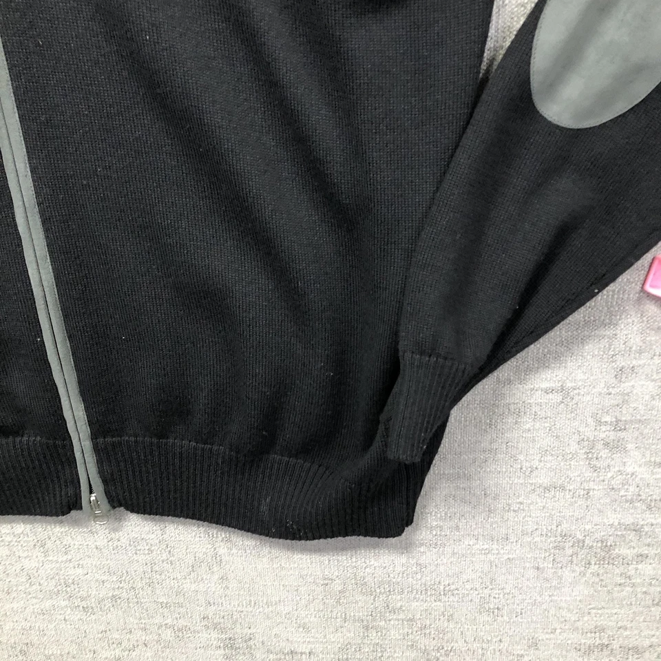 Suéter Gran Sasso Para Hombres 58 Negro Gris Cremallera Completa Lana Codo Parches Hecho en Italia Foto 3 de 4