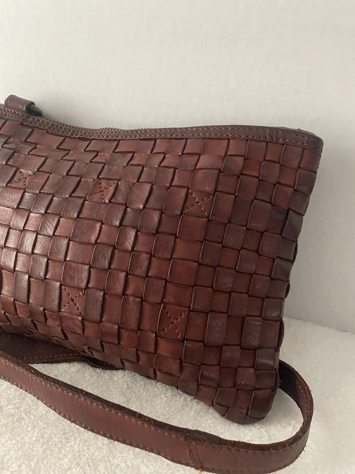 Bolso Bandolera Ashwood Heritage England Cuero Tejido Marrón Boho Foto 4 de 4