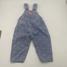 Vintage Osh Kosh B'Gosh Corduroy 12 Month Toddler Vestbak purple Floral Overalls