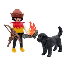 Playmobil Figur Jäger Armbrust Armbrust Hund Fackel mittelalterliche Burg