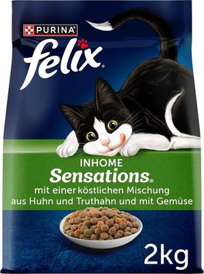 FELIX Inhome Sensations Katzenfutter trocken Hauskatzen, Huhn & Gemüse (6 x 2kg)