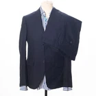 PAL ZILERI Suit Blue Cotton Wool Textured Fabric Men's EU48 US38