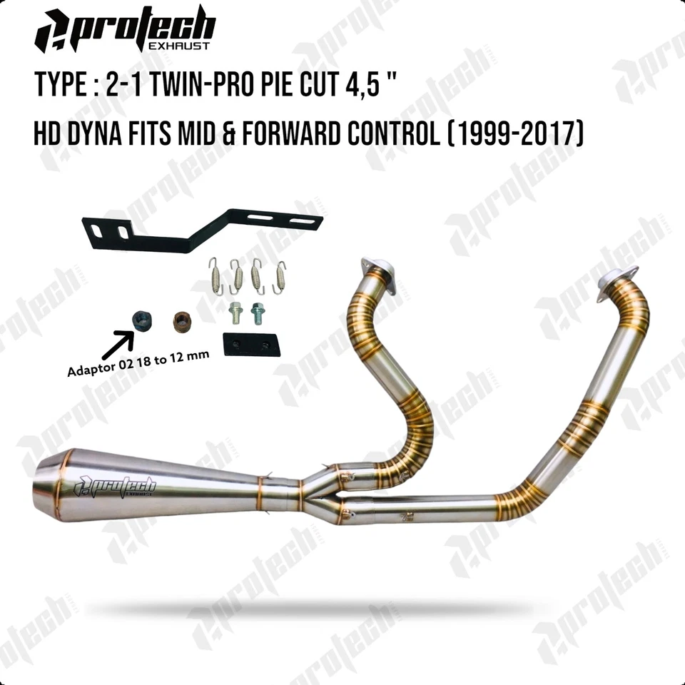 2-1 Exhaust Pipes Muffler fits Harley-Davidson Dyna Low  Rider FXDL 2 into 1 - Image 2 of 4