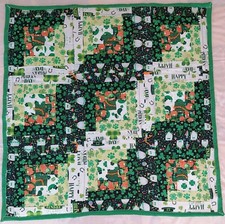 37" x 38" Small Lap "St Patrick" Cotton/Flannel Quilt/Throw Tied - Finished