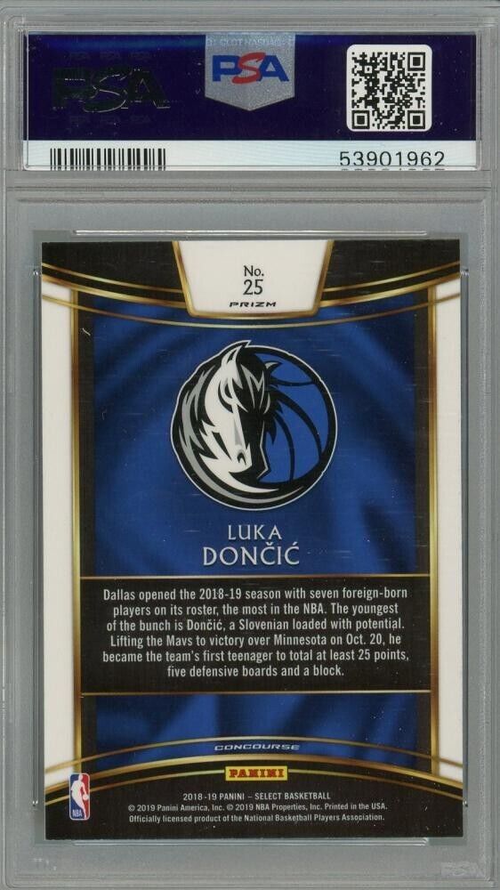 2018-19 Panini Select Luka Doncic Silver Prizm #25 RC【PSA9