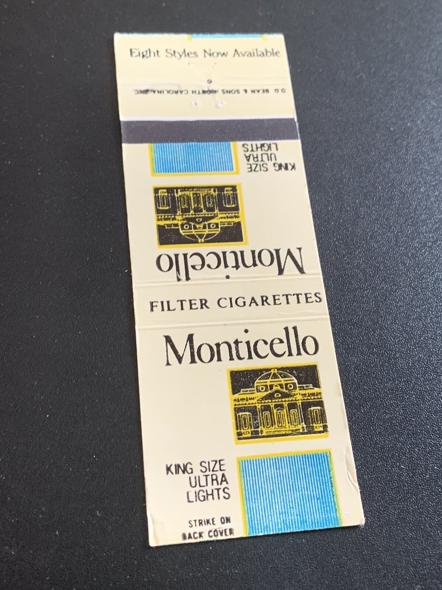 monticello cigarettes Vintage Matchbook “Monticello Filter Cigarettes”