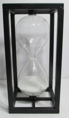 Hourglass Black Metal White Sand Square 1 Hour or 60 Minutes Timer 12'' x 6'' x 6''