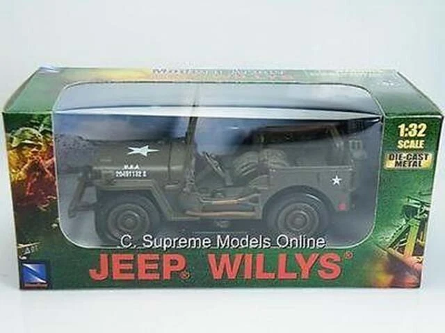 WILLYS ARMY MILITARY JEEP CAR MODEL 1:32 SIZE OPEN TOP GREEN EXAMPLE NEW RAY T3Z - Image 4 of 4