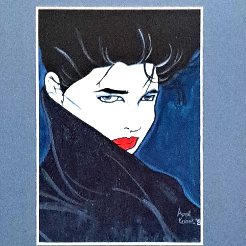 Arte Original Acuarela Rendición De Patrick Nagels Años 80 Damas Firmado A Mano Foto 2 de 4