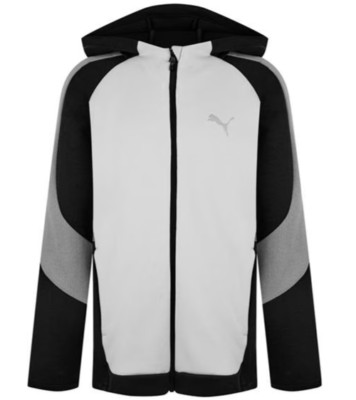 Puma Evostripe Junior Jungen Hoodie mit durchgehendem Reißverschluss grau schwarz Alter 11-12 Jahre NEU