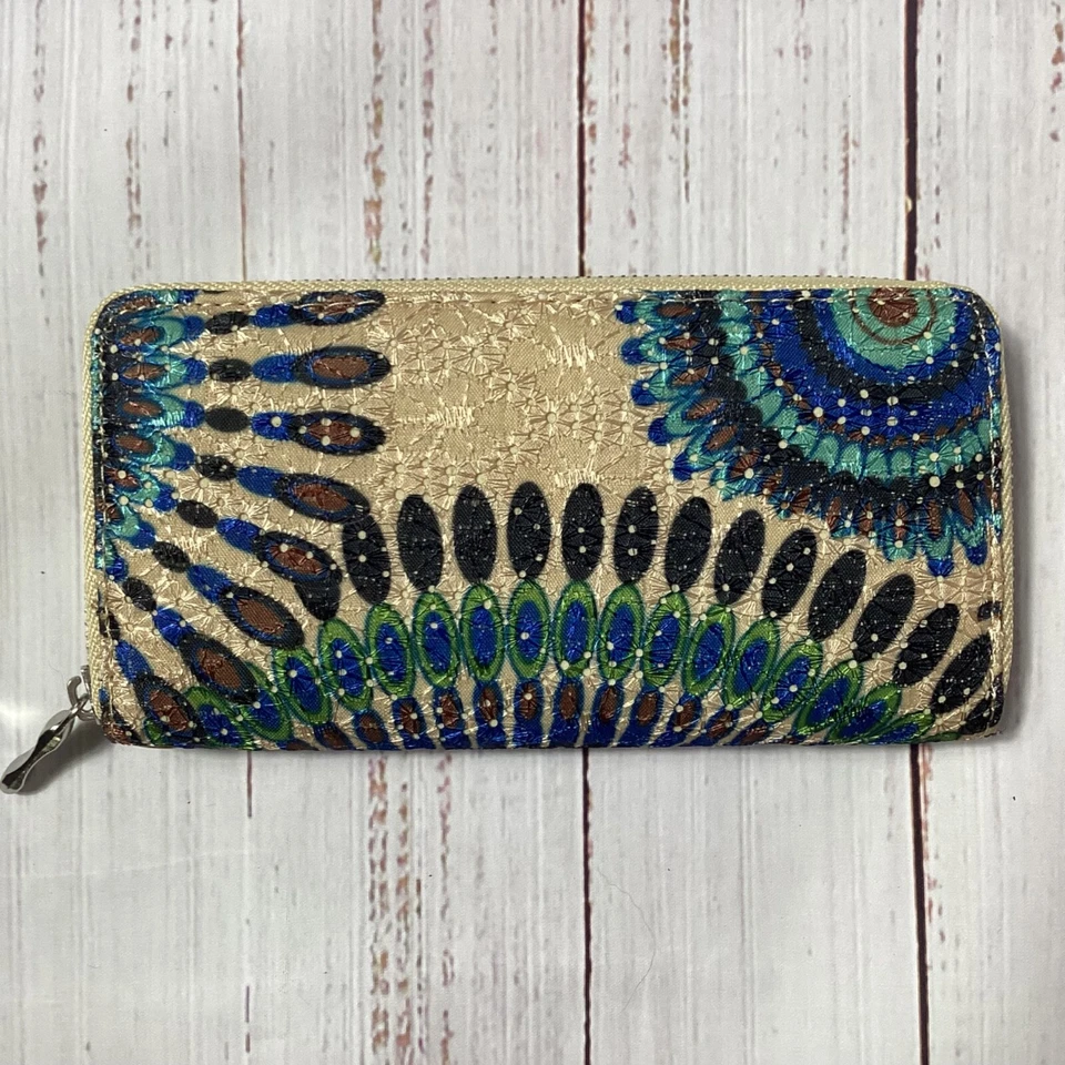 Cartera sin asas azul con cremallera alrededor para mujer NUEVA Foto 2 de 3