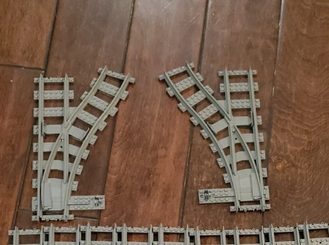 Lego Plástico Tren Pista 48 Recto y Curvo Interruptor Pista Flexible Foto 4 de 4