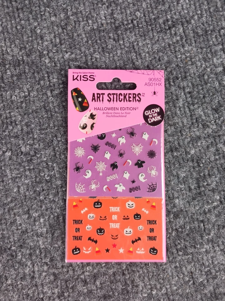 5 УПАКОВОК НАКЛЕЕК KISS НЕЙЛ-АРТ ИЗДАНИЕ ДЛЯ ХЭЛЛОУИНА СВЕТЯЩИЕСЯ В ТЕМНОТЕ ТЫКВЕННЫЕ БУ - Изображение 3 из 4