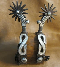 E Garcia Silver Spurs Snakes Brown Finish