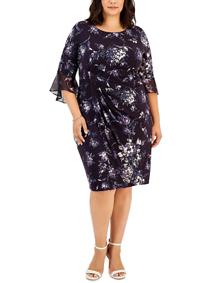 Connected Apparel Plus Womens Jersey Floral Fit & Flare Dress 22W Connected Apparel Plus Womens Jersey Floral Fit & Flare Dress 22W