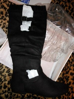 faux suede flat boots