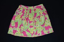 Lilly Pulitzer Whitley Skirt 0 Girls 14 Green seahorse Yellow hibiscus Pink C1