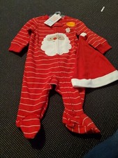 Just One You Carters Santa Christmas Striped Sleeper W/Santa Hat- Size 3 Months