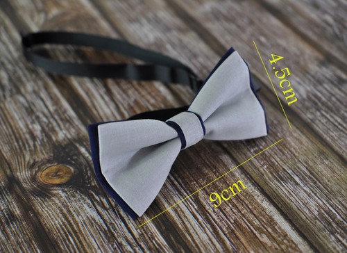 Boy Kids Baby Cotton Grey Silver Navy Blue Bow Tie Bowtie Wedding 1-6 Years Old - Picture 6 of 6