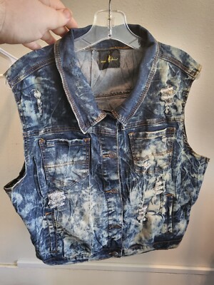 Baby Phat Distressed Denim Vest Women 1X