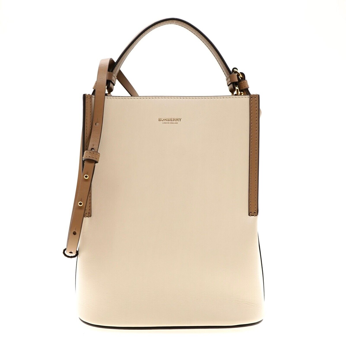 Burberry Peggy Shoulder Bucket Bag Ivory Leather New | eBay