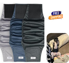 3 Pack Washable Male Dog Diapers Belly Bands, Reusable Small Pee Wraps S