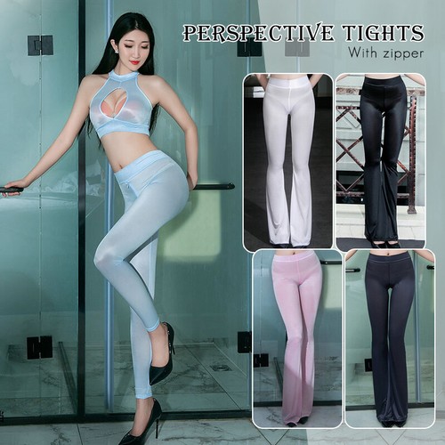 Women Glitter Shiny Pants Flared 