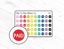 1891~~Paid Dots Bill Trackers Planner Stickers.