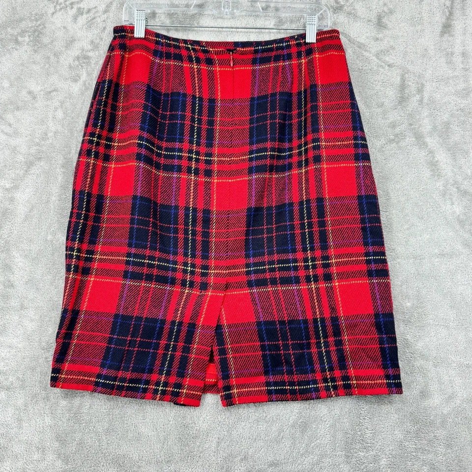 Falda vintage Liz Claiborne 12 mezcla de lana tartán a cuadros lápiz secretaria preppy Foto 2 de 4