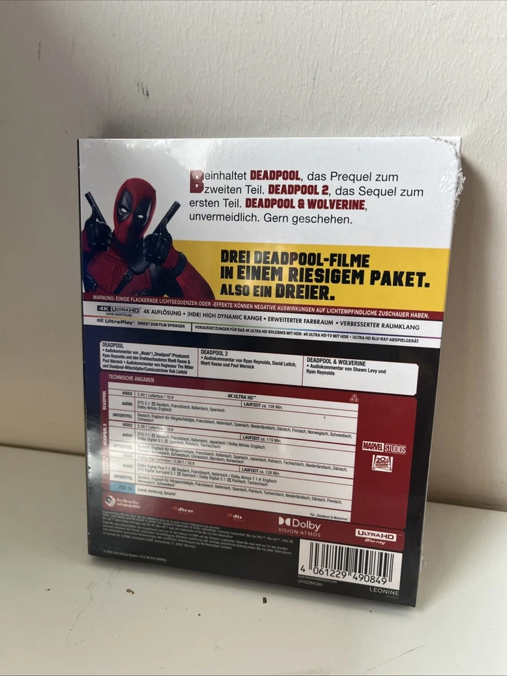 Deadpool 3 Film Collection- 4K Ultra HD Blu Ray .New & Sealed German Import - Image 2 of 3