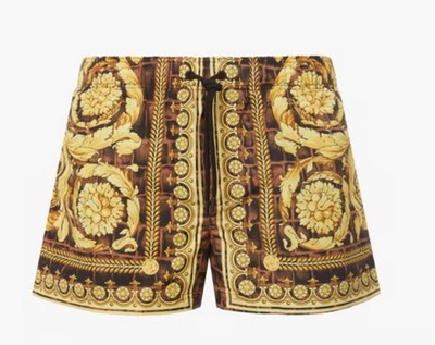 Versace Barocco Cocco Badehose Swim Shorts Gold Braun Neu Gr. 6 L
