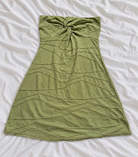 PRETTYLITTLETHING Green Solid Strapless Twist Knit Stretch Mini Dress 10