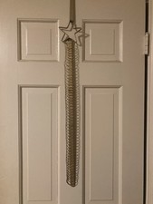 UNIQUE Vintage Metal Holiday Card Holder HANGS ON DOOR  36” long STAR at TOP !!!