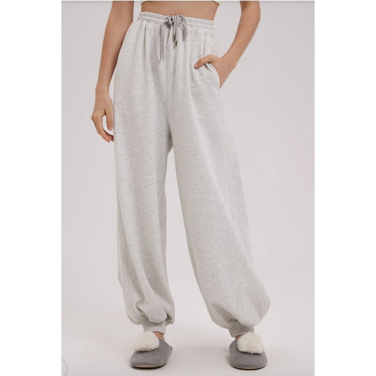 NAP Balloon Sweatpants Cotton Crop Ribbed Cuffs Drawstring Waistband Sz S Small