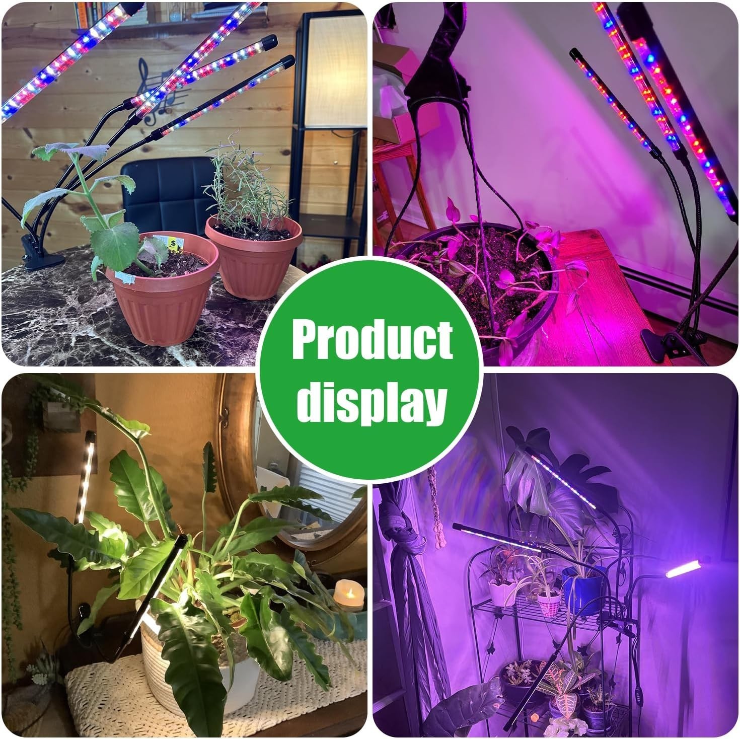Full Spectrum LED Grow Light Red Blue Warm White 3-Head Plant Lamp Auto ...