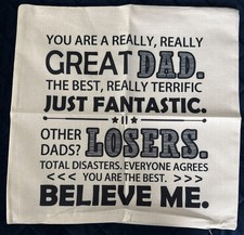 Pillow Cover Gift for Dad Decorative Throw Cushion Case Fathers Day Birthday NeW