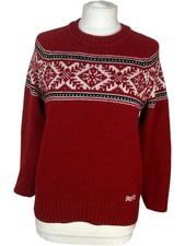 SuperDry Vintage Nordic Knit Jumper Red Medium Winter Warm Men's