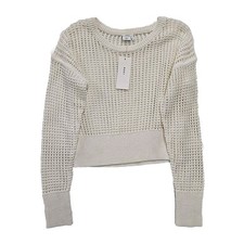 DKNY White Mesh Open Knit Cropped Pullover Sweater Coastal Boho NWT 99 Large