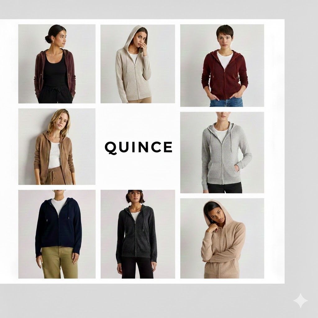 NWT Quince Mongolian Cashmere Full-Zip Hoodie Sweater