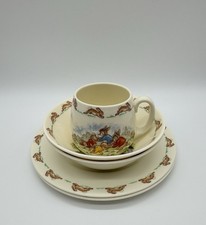 Royal Doulton Bunnykins 5 Piece Lot English Fine Bone China Cup/Plates/Bowls