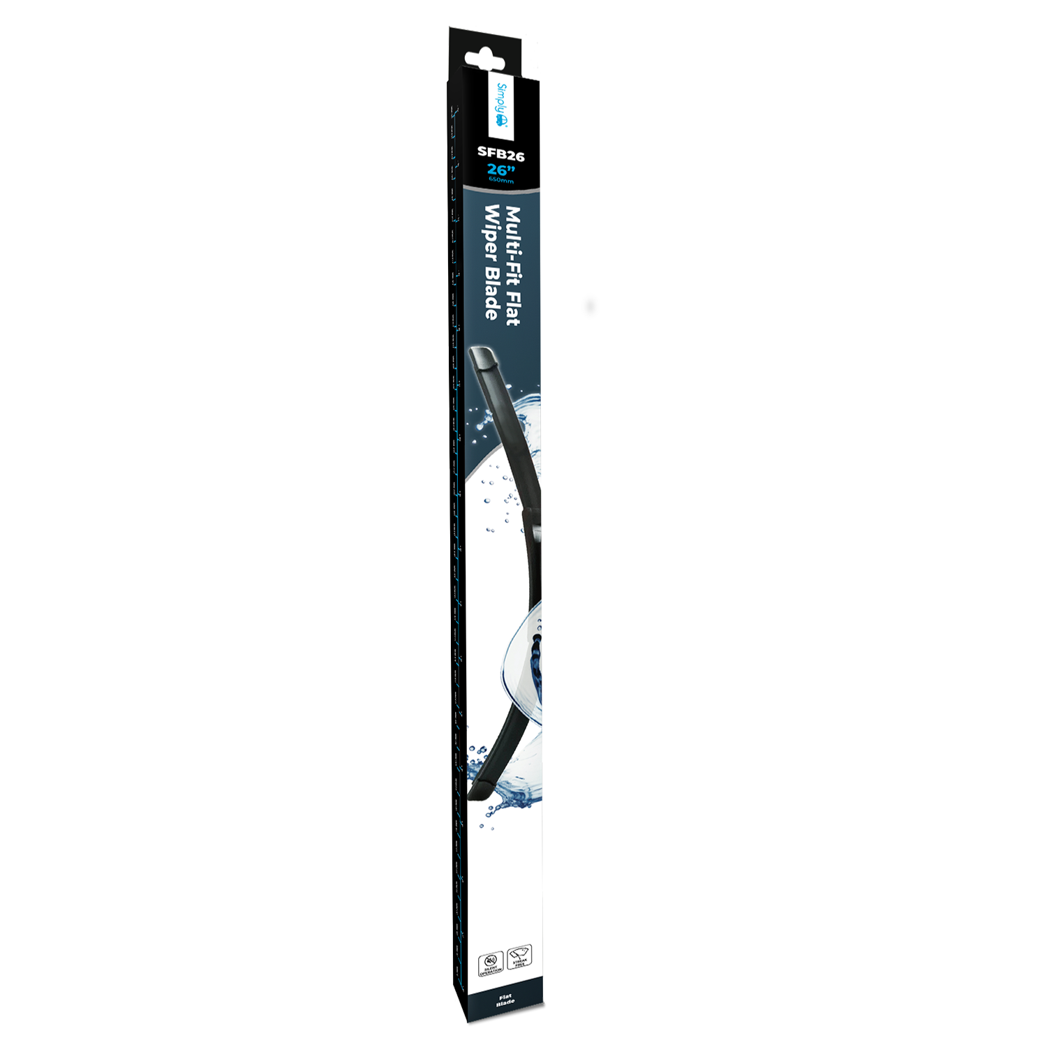 Simply Auto SFB26 Multi Fit Flat Blade 26"" Inch Wiper Blade For Cars Vehicles