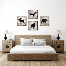 4 Pièces Décoration Murale En Bois Matériau Robuste pour Salon, Chambre
