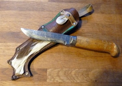 Seltenes Vinatge Mora Messer Schweden Lederscheide mit Rentierfell Moraknife