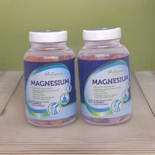 2X Wholesome Health Magnesium Dietary Gummies Raspberry and peach flavor 60-Ct