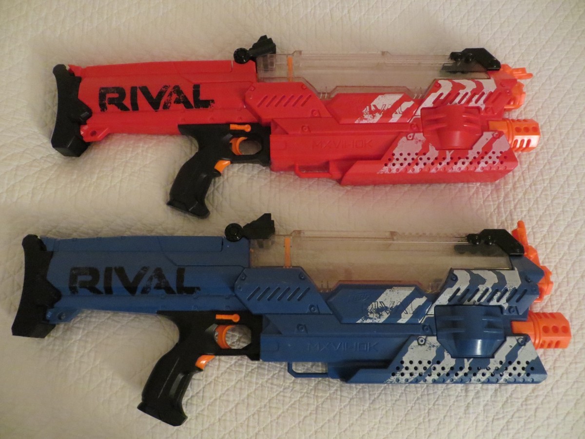 Nerf Rival Nemesis MXVII-10K Blue Red Motorized Blaster Gun (x2